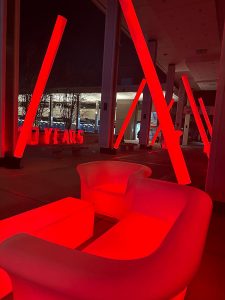 Light up sofa rental in St. Petersburg Florida featuring LED lounge seating for corporate events and nightlife-style celebrations